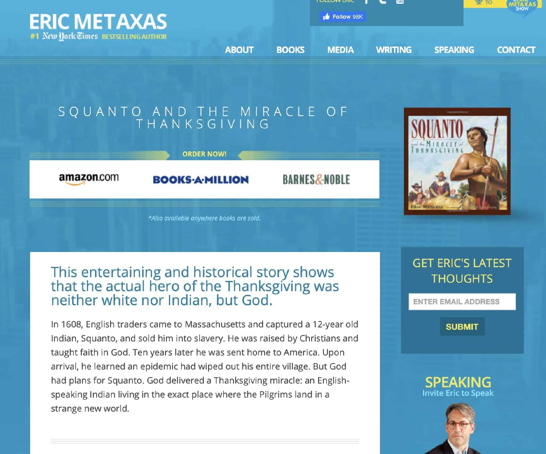 Squanto and the Miracle of Thanksgiving Eric Metaxas Word Foundations